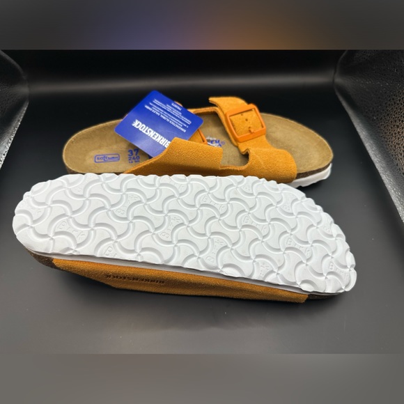 New! BIRKENSTOCK Arizona Women's Soft Bed Suede Mules Yellow Orange Size US 6 - Picture 8 of 16